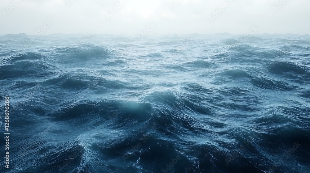 Fototapeta premium Ocean Waves Rolling Under a Misty Sky