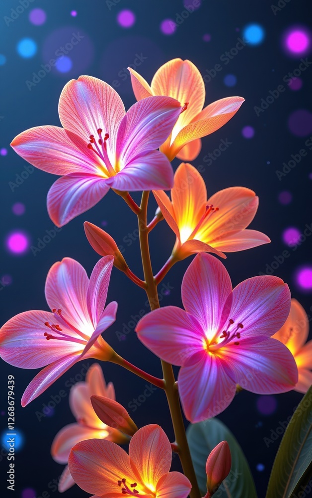 A stunning close-up of vibrant, glowing flowers in full bloom, illuminated with soft golden light.