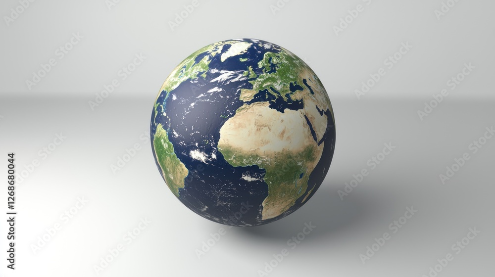 Earth globe, studio shot, on plain background, illustrating world map Earth globe, studio shot, on plain background, illustrating world map