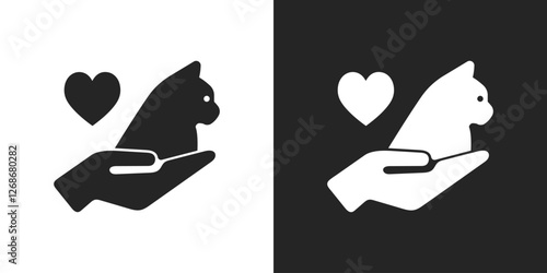 Animal cat care hand and heart vector design