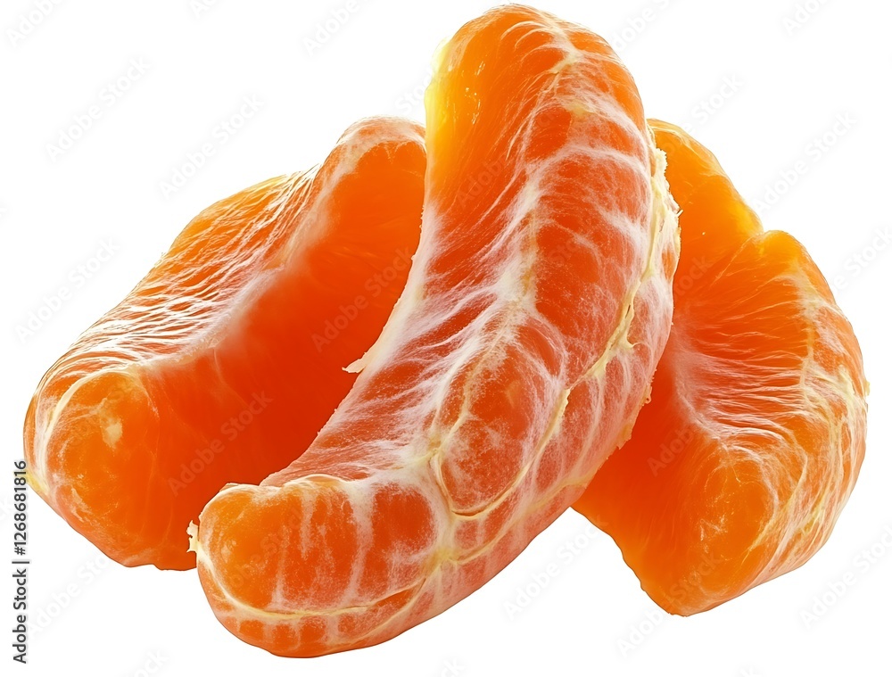 A tangerine with sliced pieces isolated on a white background A tangerine with sliced pieces isolated on a white background