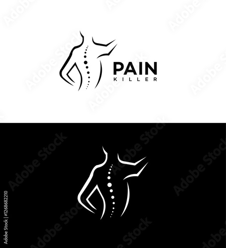 Pain Killer Logo Design Spine, Relief, Therapy, Wellness, Body