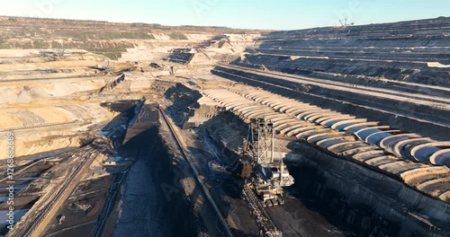 Aerial view on The Hambach Mine, lignite mine, transitioning to cleaner energy sources photo