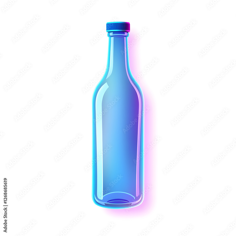 Bottle holographic 3D icon. neon symbol vector illustration isolated on white background. Generative AI Bottle holographic 3D icon. neon symbol vector illustration isolated on white background. Generative AI