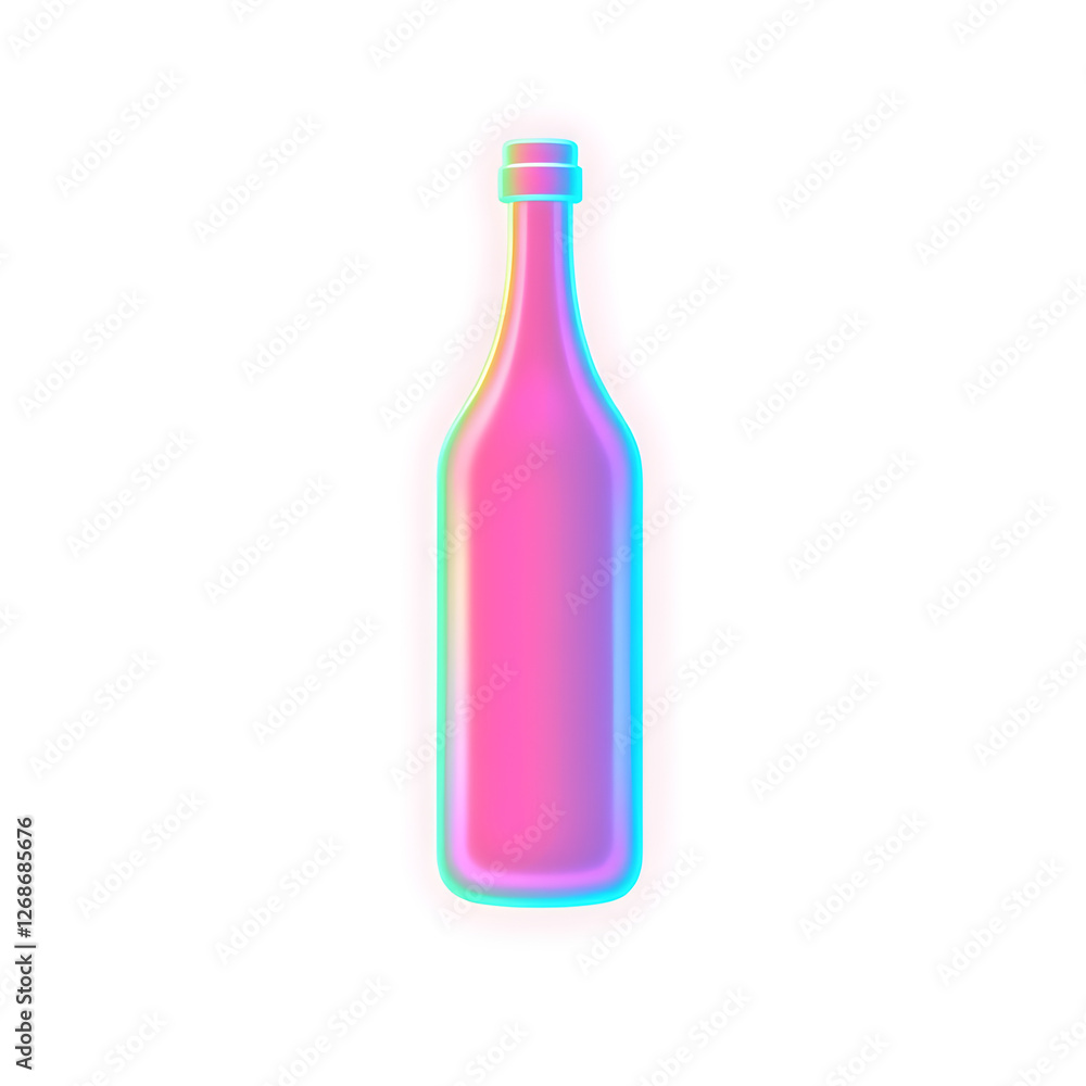 Bottle holographic 3D icon. neon symbol vector illustration isolated on white background. Generative AI Bottle holographic 3D icon. neon symbol vector illustration isolated on white background. Generative AI
