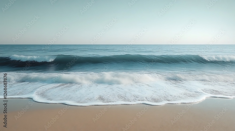 Ocean wave breaking gently on sandy beach Ocean wave breaking gently on sandy beach