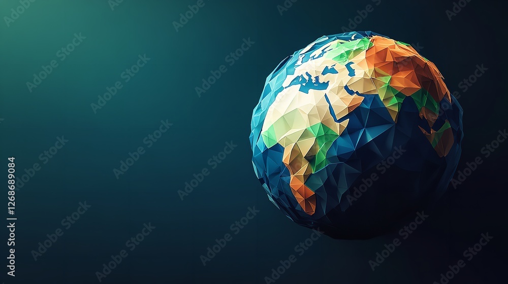 Fototapeta premium 3D Rendering Low Poly Earth Globe Illustration