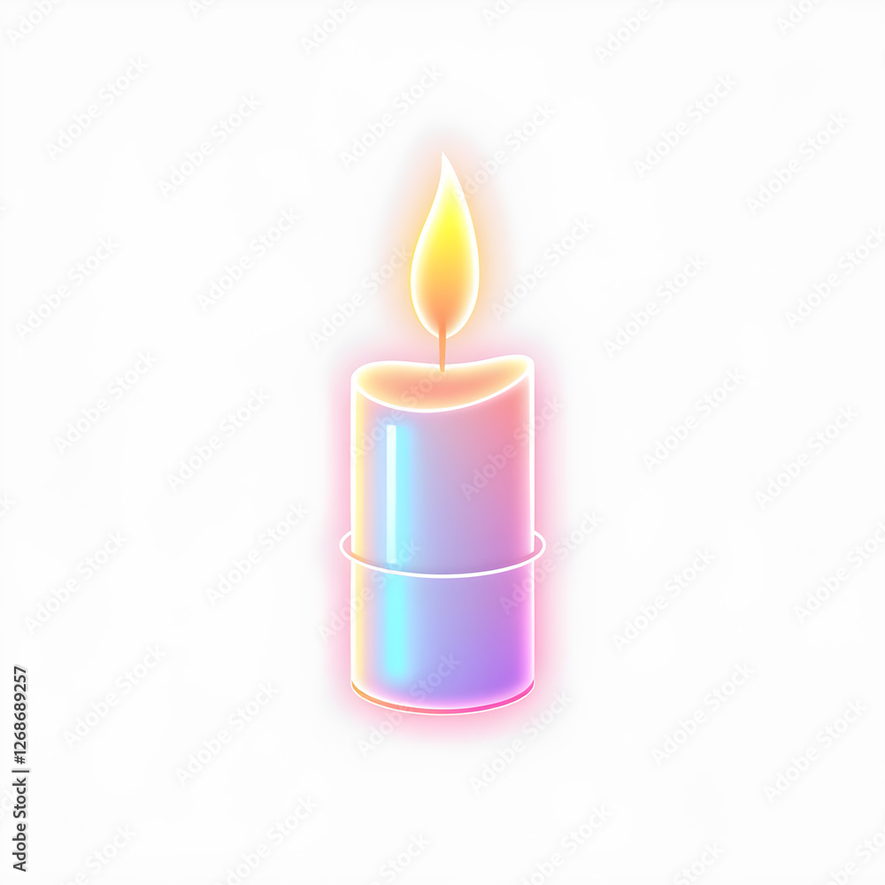 Candle holographic 3D icon. neon symbol vector illustration isolated on white background. Generative AI Candle holographic 3D icon. neon symbol vector illustration isolated on white background. Generative AI