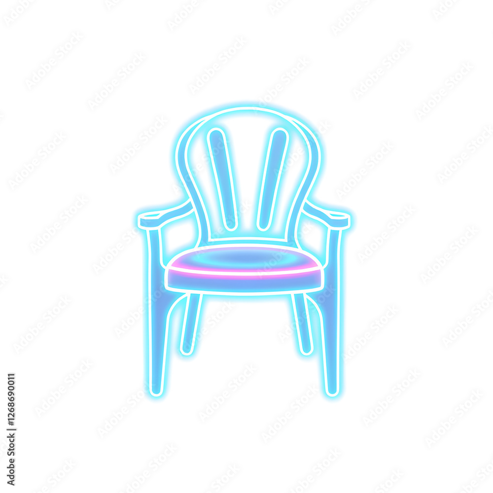 Chair holographic 3D icon. neon symbol vector illustration isolated on white background. Generative AI Chair holographic 3D icon. neon symbol vector illustration isolated on white background. Generative AI