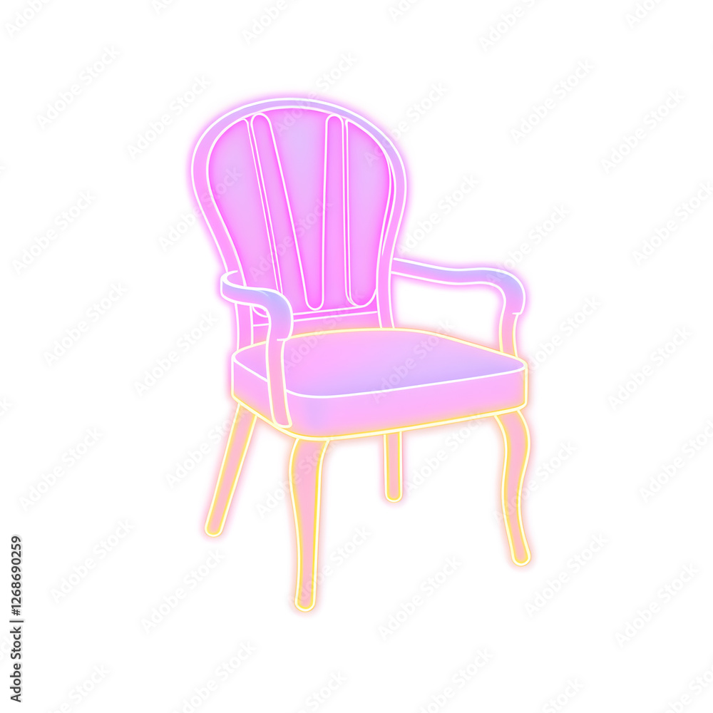 Chair holographic 3D icon. neon symbol vector illustration isolated on white background. Generative AI Chair holographic 3D icon. neon symbol vector illustration isolated on white background. Generative AI