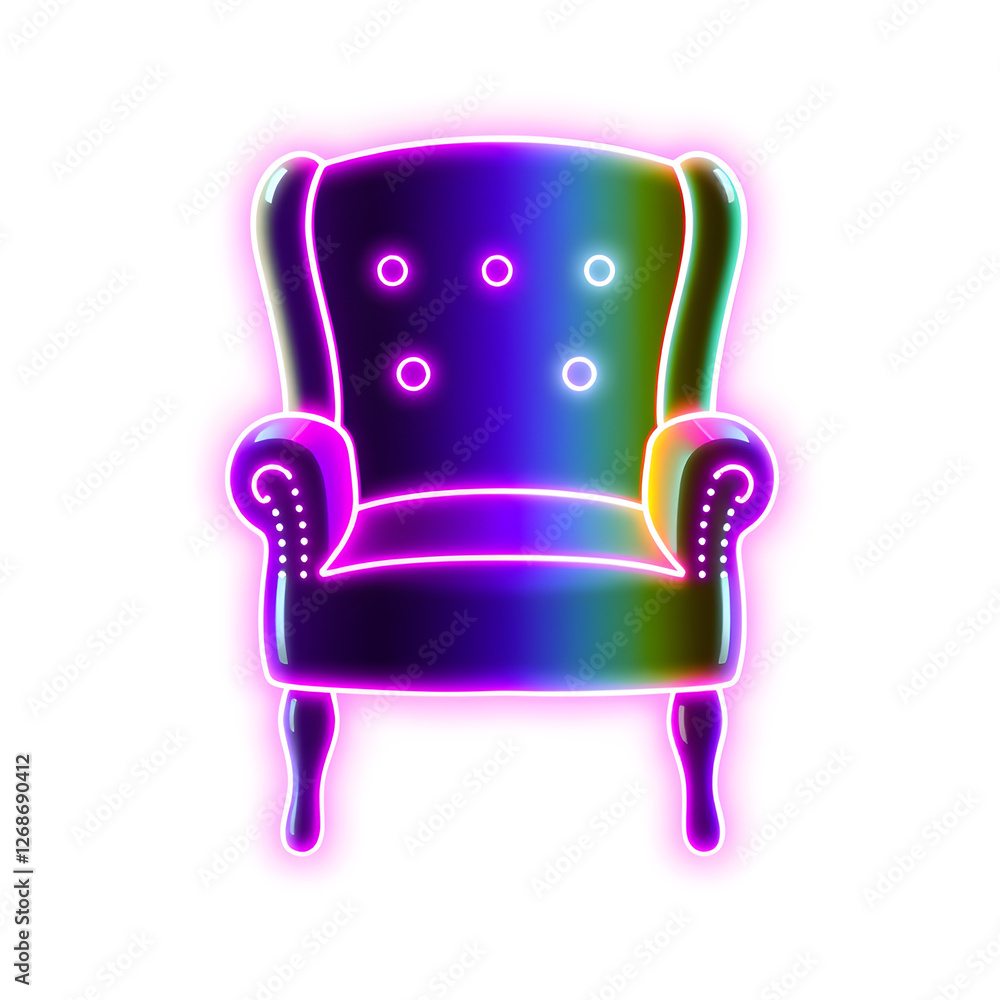 Chair holographic 3D icon. neon symbol vector illustration isolated on white background. Generative AI Chair holographic 3D icon. neon symbol vector illustration isolated on white background. Generative AI