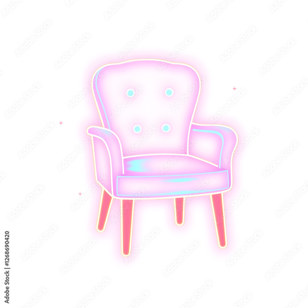Chair holographic 3D icon. neon symbol vector illustration isolated on white background. Generative AI Chair holographic 3D icon. neon symbol vector illustration isolated on white background. Generative AI