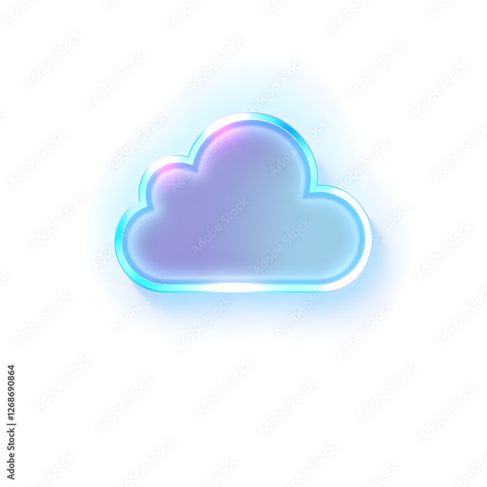 Cloud holographic 3D icon. neon symbol vector illustration isolated on white background. Generative AI Cloud holographic 3D icon. neon symbol vector illustration isolated on white background. Generative AI