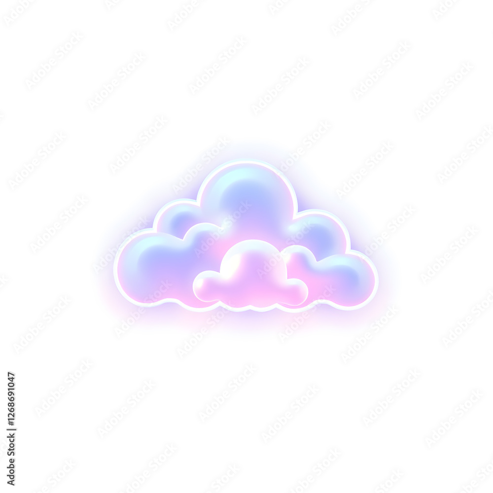 Cloud holographic 3D icon. neon symbol vector illustration isolated on white background. Generative AI Cloud holographic 3D icon. neon symbol vector illustration isolated on white background. Generative AI