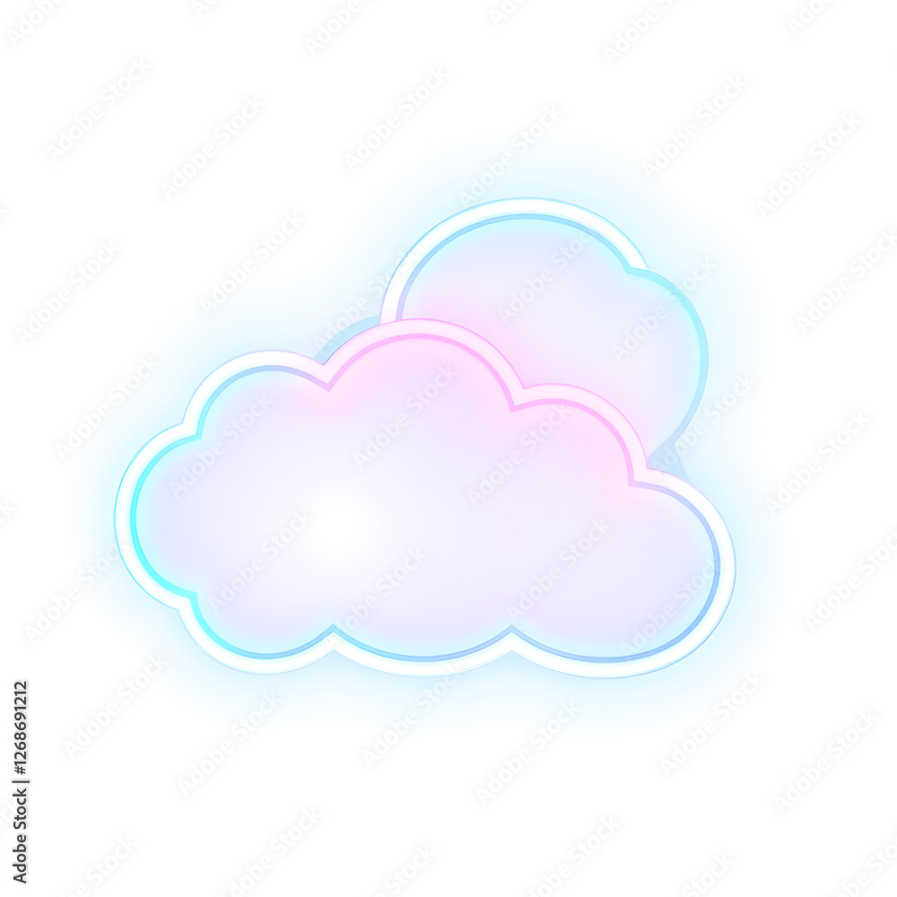 Cloud holographic 3D icon. neon symbol vector illustration isolated on white background. Generative AI Cloud holographic 3D icon. neon symbol vector illustration isolated on white background. Generative AI