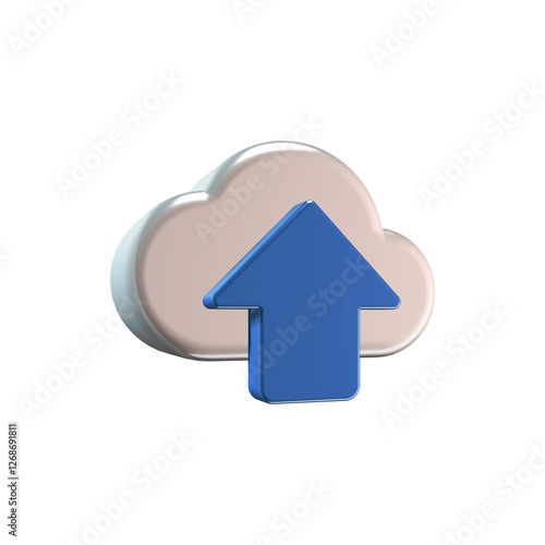 3D Illustration of Upload to Cloud Icon