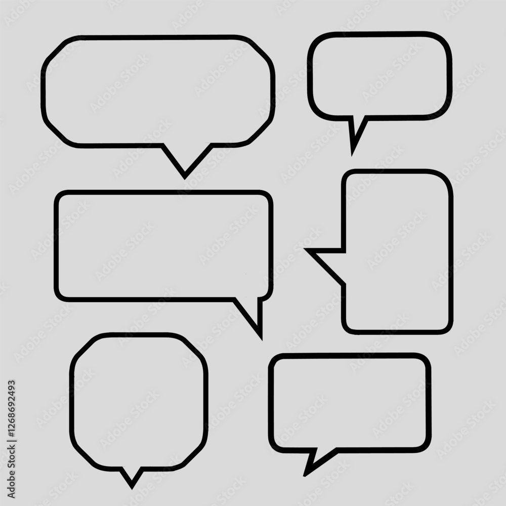 Set of Dialog box vector design. Simple dialogue box set. Comics speech bubble clip art. Dialog bubble Border material element. Set of Dialog box vector design. Simple dialogue box set. Comics speech bubble clip art. Dialog bubble Border material element.