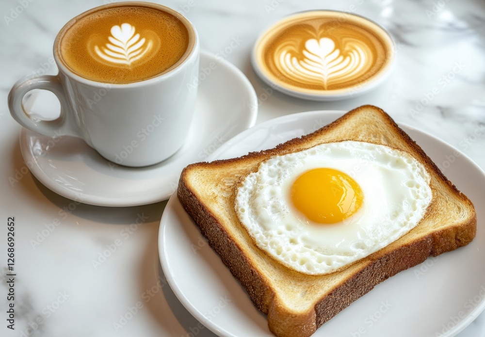 Breakfast with Toast and Egg with Coffee