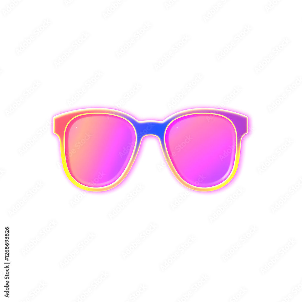Glasses holographic 3D icon. neon symbol vector illustration isolated on white background. Generative AI Glasses holographic 3D icon. neon symbol vector illustration isolated on white background. Generative AI