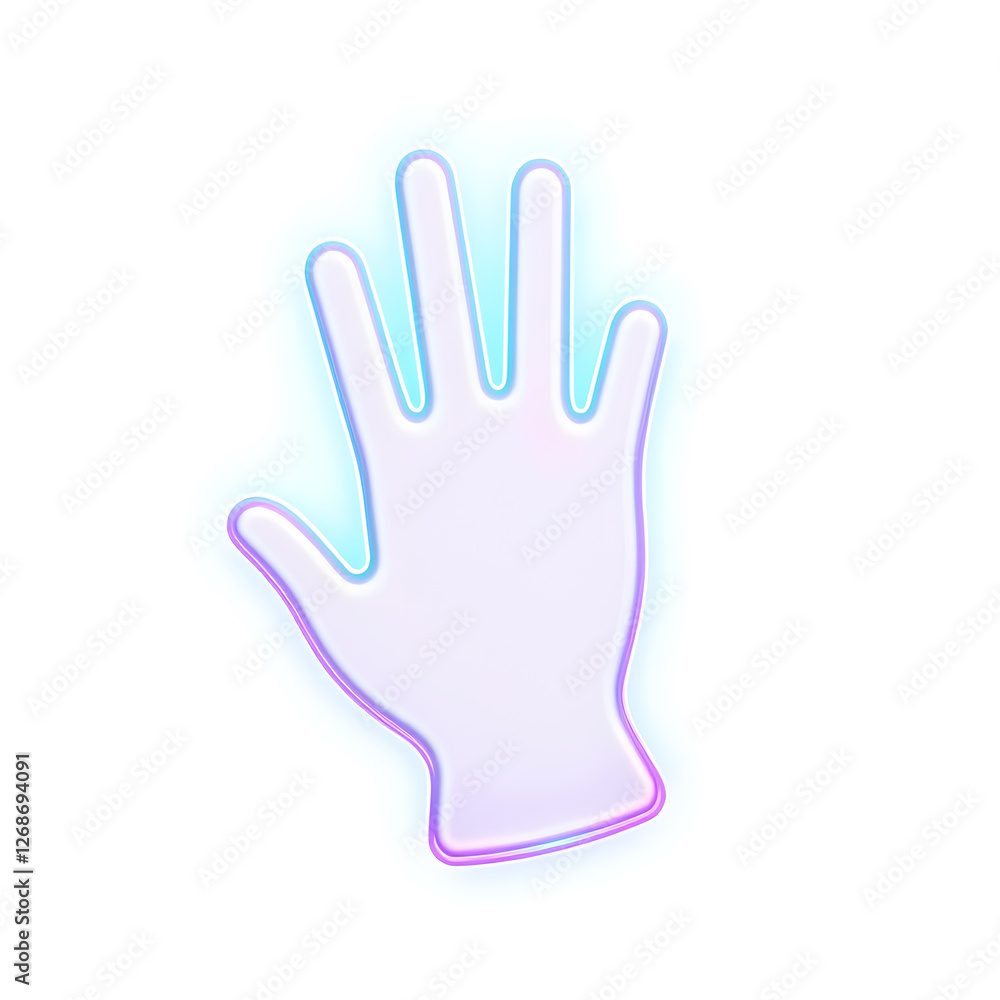 Glove holographic 3D icon. neon symbol vector illustration isolated on white background. Generative AI Glove holographic 3D icon. neon symbol vector illustration isolated on white background. Generative AI