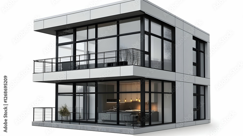 Modern Two-Story House 3D Model Modern Two-Story House 3D Model