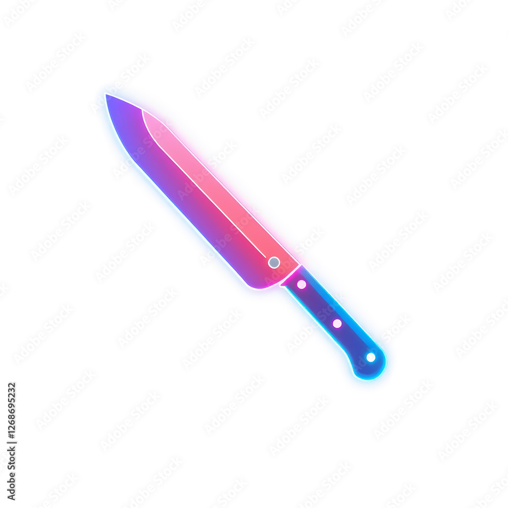 Knife holographic 3D icon. neon symbol vector illustration isolated on white background. Generative AI Knife holographic 3D icon. neon symbol vector illustration isolated on white background. Generative AI