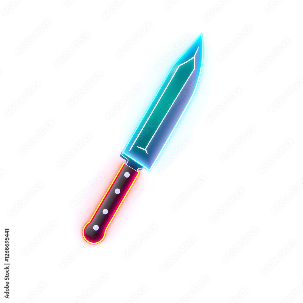 Knife holographic 3D icon. neon symbol vector illustration isolated on white background. Generative AI Knife holographic 3D icon. neon symbol vector illustration isolated on white background. Generative AI