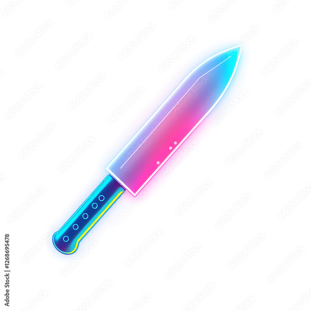 Knife holographic 3D icon. neon symbol vector illustration isolated on white background. Generative AI Knife holographic 3D icon. neon symbol vector illustration isolated on white background. Generative AI