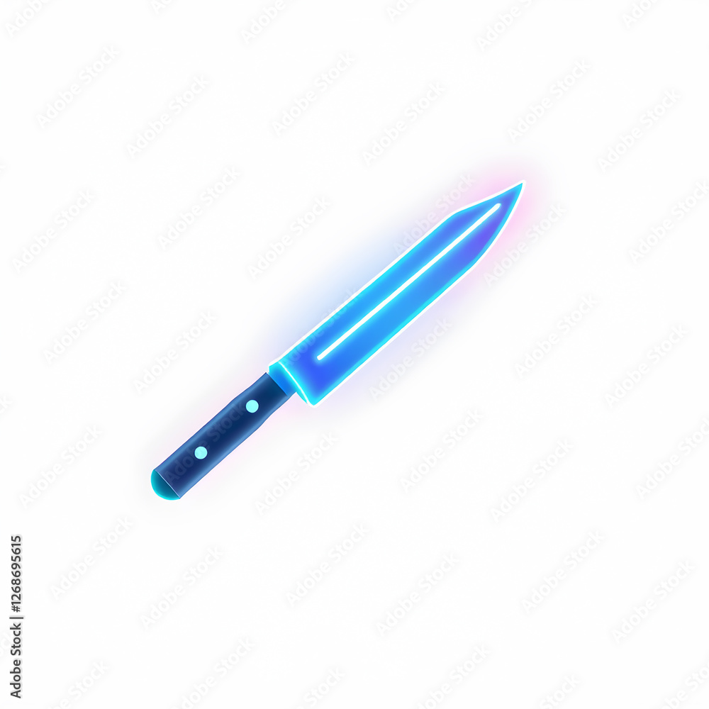 Knife holographic 3D icon. neon symbol vector illustration isolated on white background. Generative AI Knife holographic 3D icon. neon symbol vector illustration isolated on white background. Generative AI
