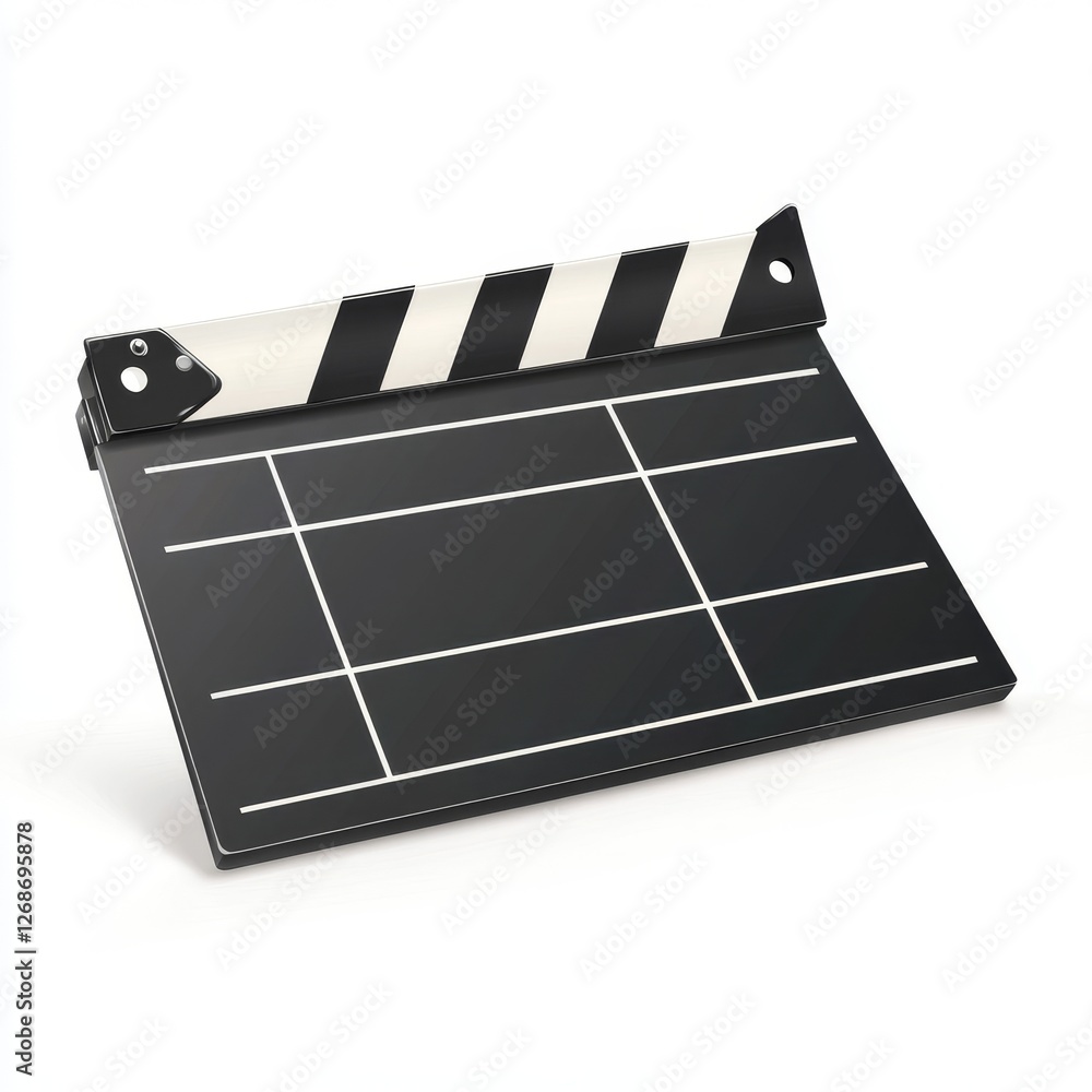 Fototapeta premium Classic film clapperboard graphic, vintage movie element, flat vector design, ideal for cinema-themed projects and creative media.