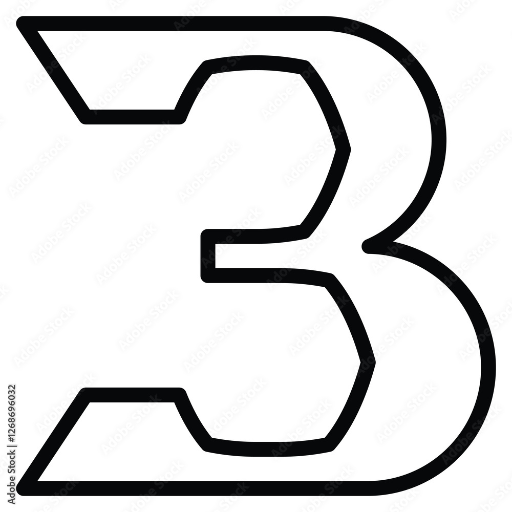 Number 3 icon line vector illustration Number 3 icon line vector illustration