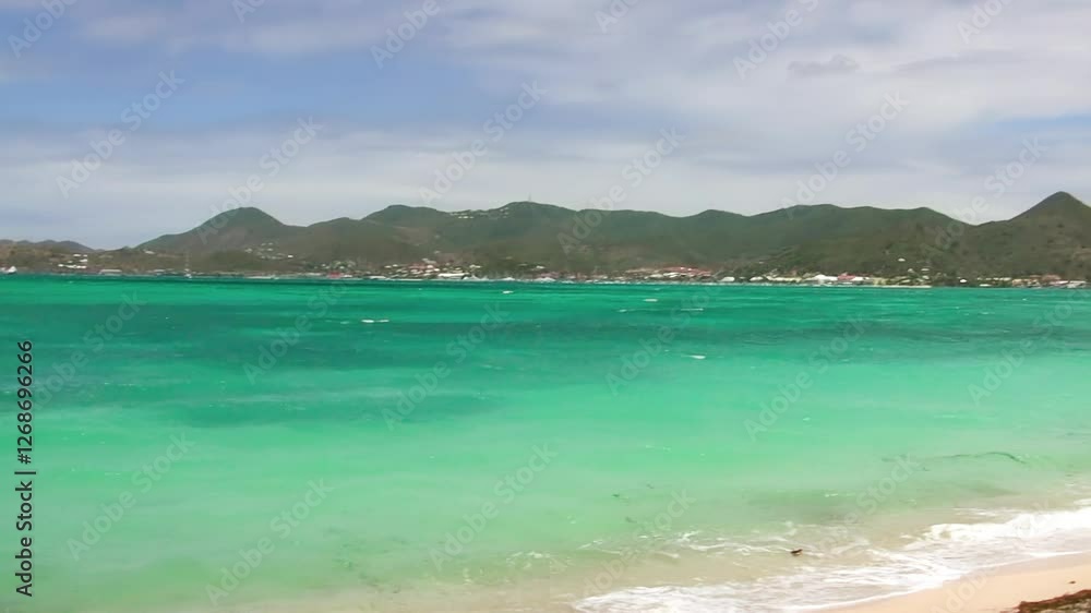 St Maarten airport sign and beach, Dutch Antilles St Maarten airport sign and beach, Dutch Antilles