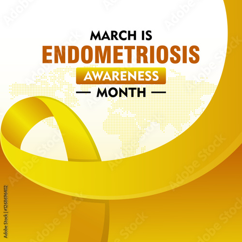 Endometriosis awareness month is celebrated every year in March. Campaign banner with ribbon and text. Suitable for banners, posters, greeting campaigns, etc