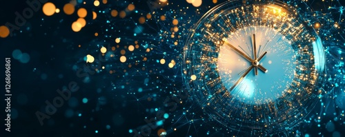 Melting Time, a clock's hands dissolve into particles, symbolizing the fluidity of time and the ephemeral nature of existence.