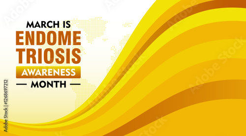 Endometriosis awareness month is celebrated every year in March. Campaign banner with ribbon and text. Suitable for banners, posters, greeting campaigns, etc