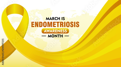 Endometriosis awareness month is celebrated every year in March. Campaign banner with ribbon and text. Suitable for banners, posters, greeting campaigns, etc