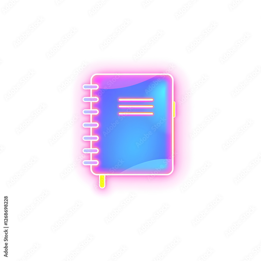 Notebook holographic 3D icon. neon symbol vector illustration isolated on white background. Generative AI Notebook holographic 3D icon. neon symbol vector illustration isolated on white background. Generative AI
