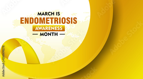 Endometriosis awareness month is celebrated every year in March. Campaign banner with ribbon and text. Suitable for banners, posters, greeting campaigns, etc