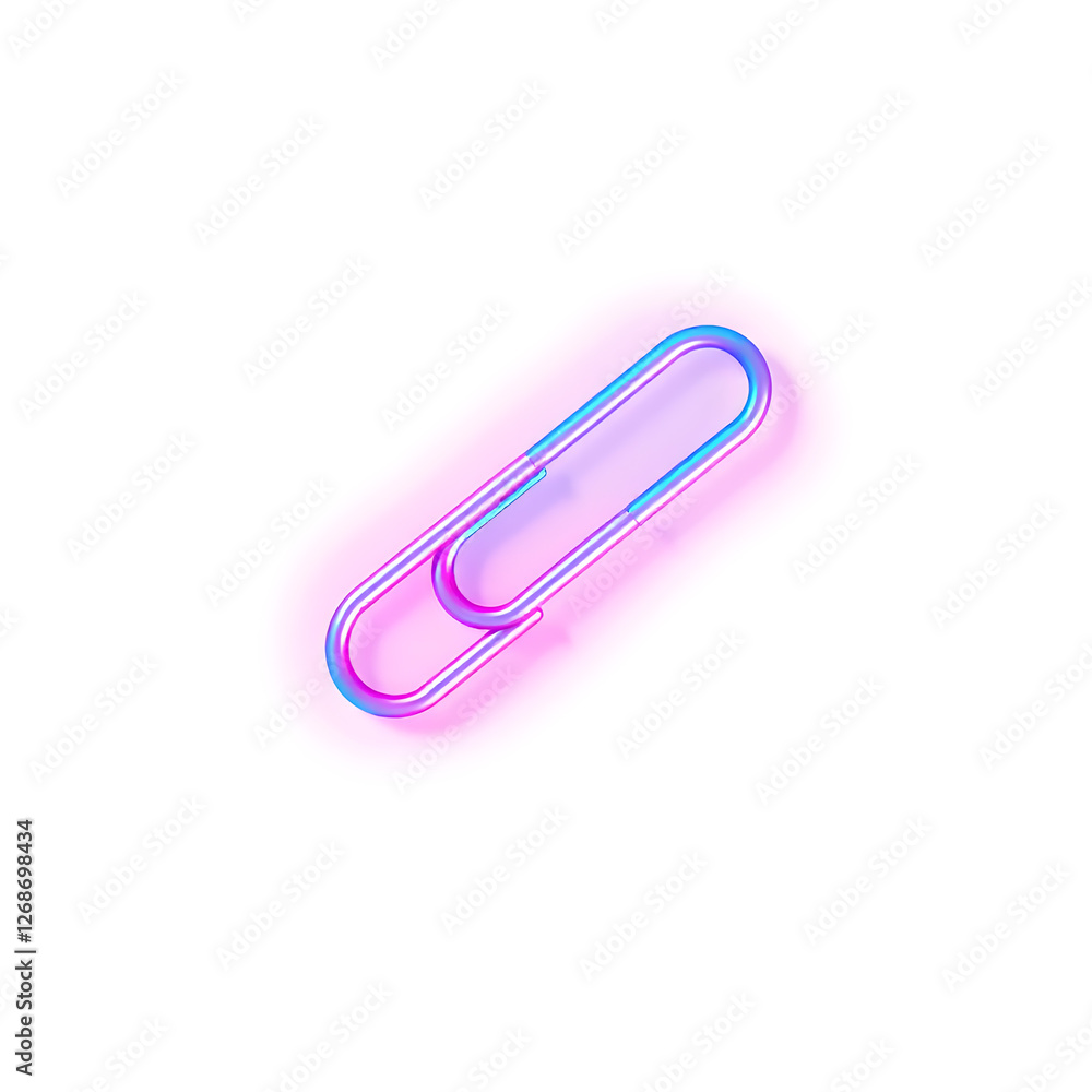 Paper clip holographic 3D icon. neon symbol vector illustration isolated on white background. Generative AI Paper clip holographic 3D icon. neon symbol vector illustration isolated on white background. Generative AI