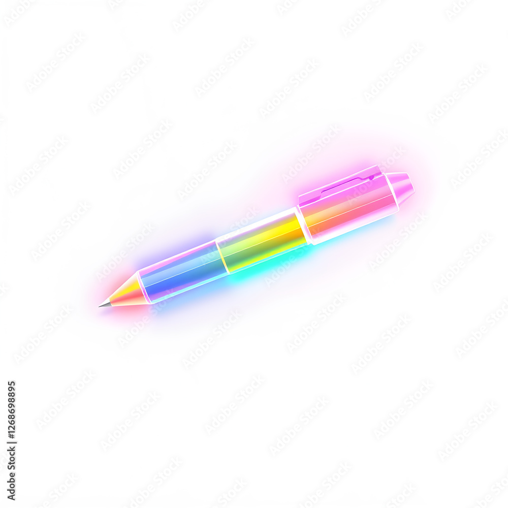 Pencil holographic 3D icon. neon symbol vector illustration isolated on white background. Generative AI Pencil holographic 3D icon. neon symbol vector illustration isolated on white background. Generative AI