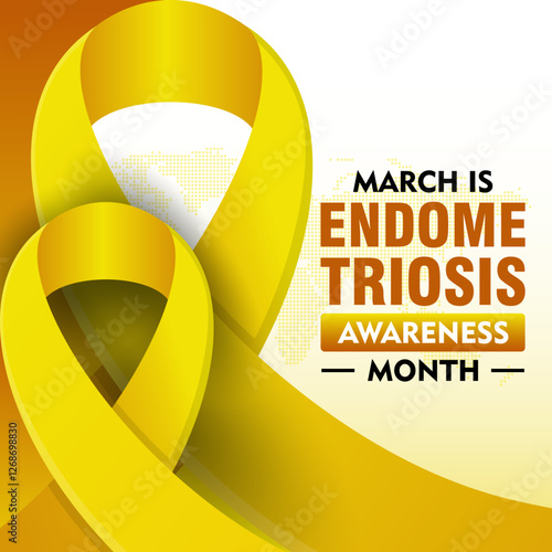 Endometriosis awareness month is celebrated every year in March. Campaign banner with ribbon and text. Suitable for banners, posters, greeting campaigns, etc