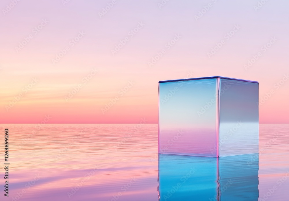 Reflective Cube at Sunset on Water Reflective Cube at Sunset on Water