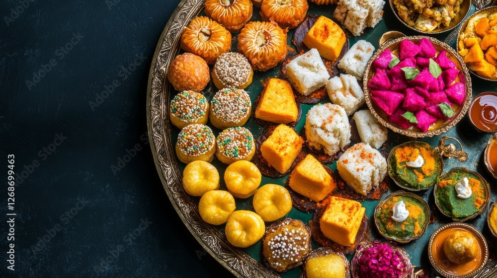 Obraz premium Festive Diwali Sweets Platter: Ladoos, Jalebis & More