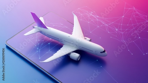 Wallpaper Mural Airplane on Smartphone with Network Connections Torontodigital.ca