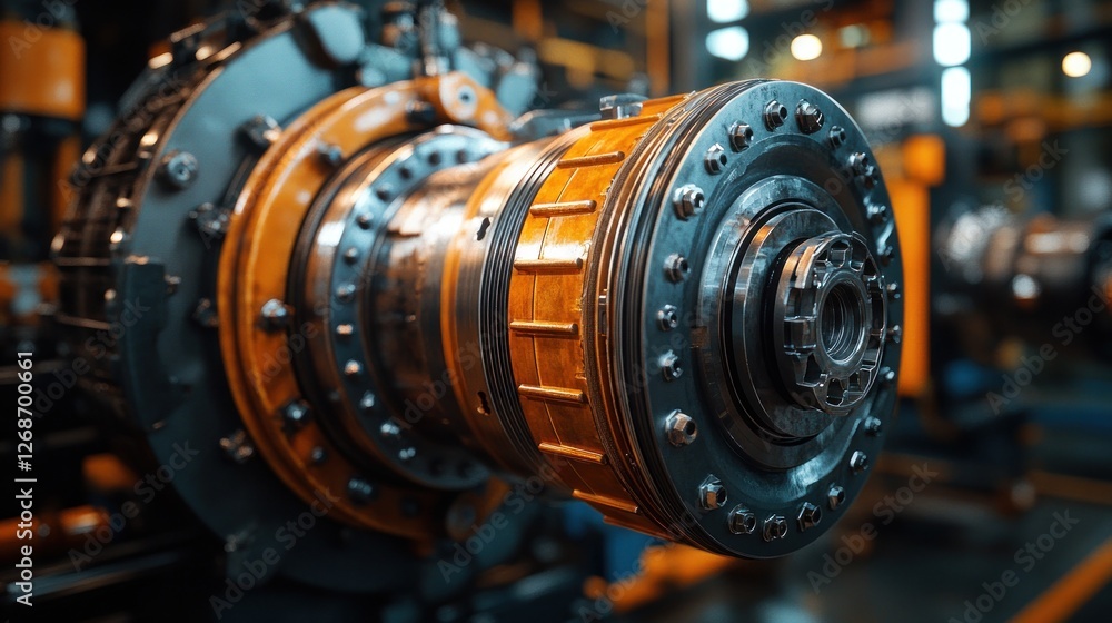 Close-up of intricate industrial machinery component, showcasing metallic textures and complex design. Close-up of intricate industrial machinery component, showcasing metallic textures and complex design.