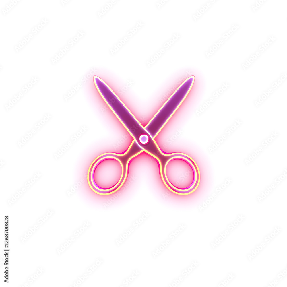 Scissors holographic 3D icon. neon symbol vector illustration isolated on white background. Generative AI Scissors holographic 3D icon. neon symbol vector illustration isolated on white background. Generative AI