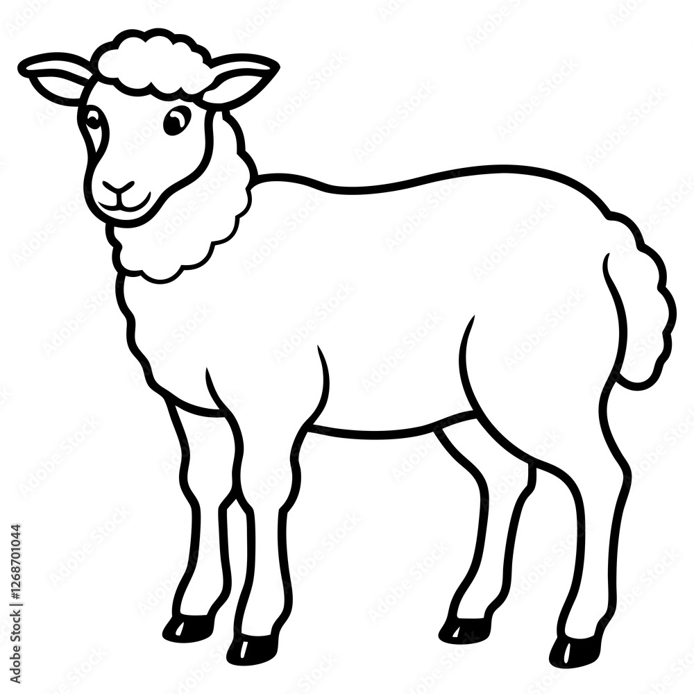 Fototapeta premium Modern Sheep Outline Artwork
