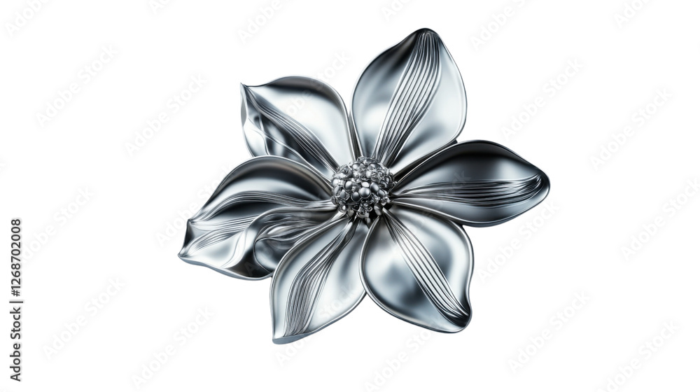 Naklejka premium Silver metal flower blooming with transparent background