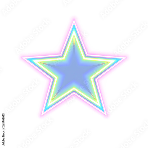 Star holographic 3D icon. neon symbol vector illustration isolated on white background. Generative AI