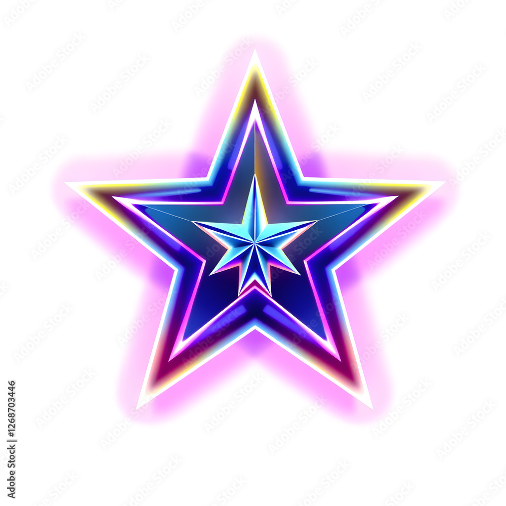 Star holographic 3D icon. neon symbol vector illustration isolated on white background. Generative AI Star holographic 3D icon. neon symbol vector illustration isolated on white background. Generative AI